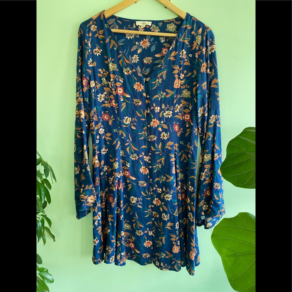 Anthropologie Blue Bell Sleeve Dress